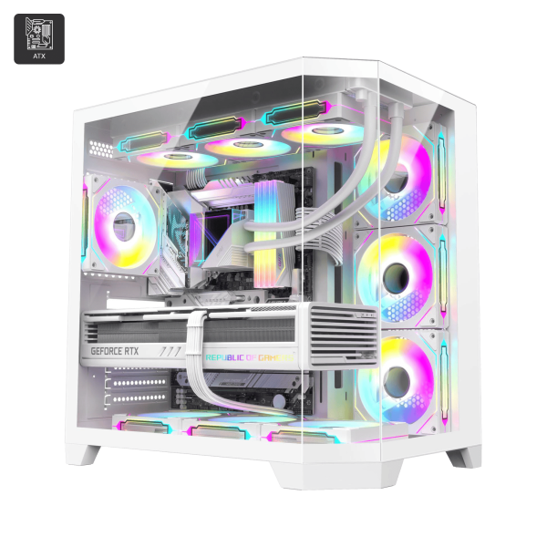 Gaming Case Ruix Ultra OV303 Aquarium ATX White