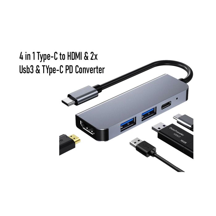 Konvertor "4 in 1 Type-C to HDMI / 2x Usb3/ TYpe-C PD"
