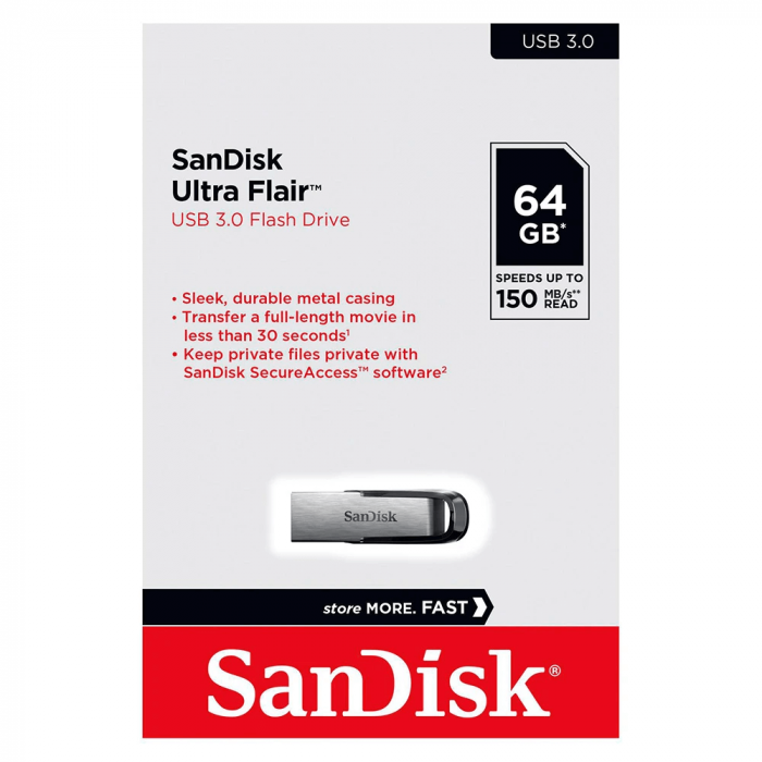  USB  Flash Toplayıcı - Flaş kart Sandisk 64GB Usb 3.0 Ultra Flair 