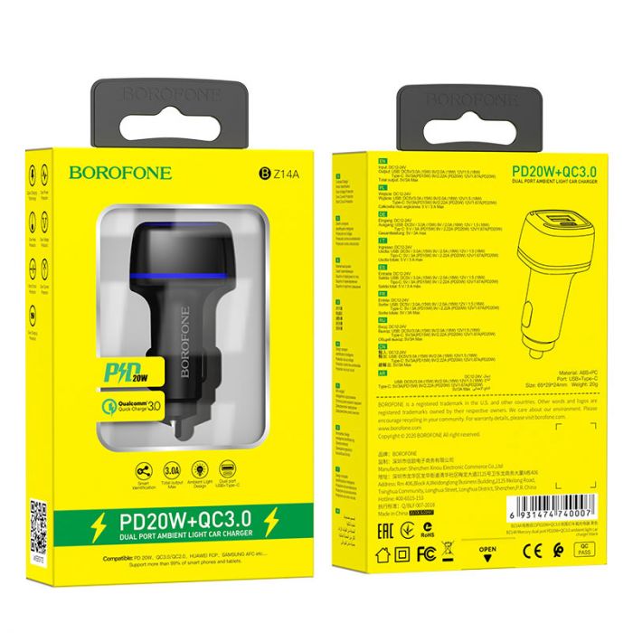 Avto adapter "Borofone BZ14A"