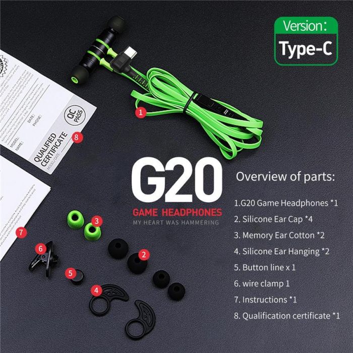  Naqilli qulaqlıq - Type-C Qulaqlıq “Plextone G20” gaming qulaqlıq