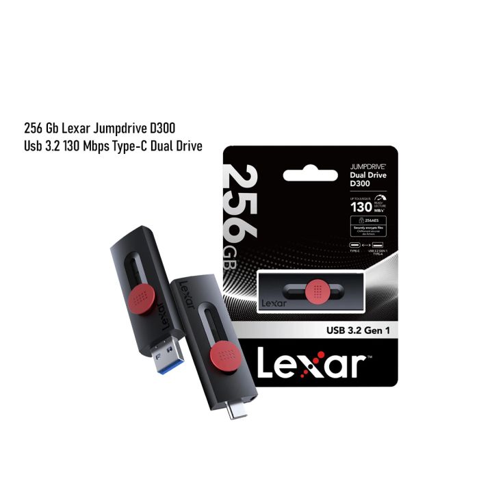 Type C Flaş Kart  256 GB Lexar Jumpdrive D300 USB 3.2 Dual Drive 