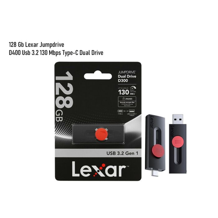 128 GB Lexar Type-C Flaş Kart Jumpdrive D300 USB 3.2 Dual Drive