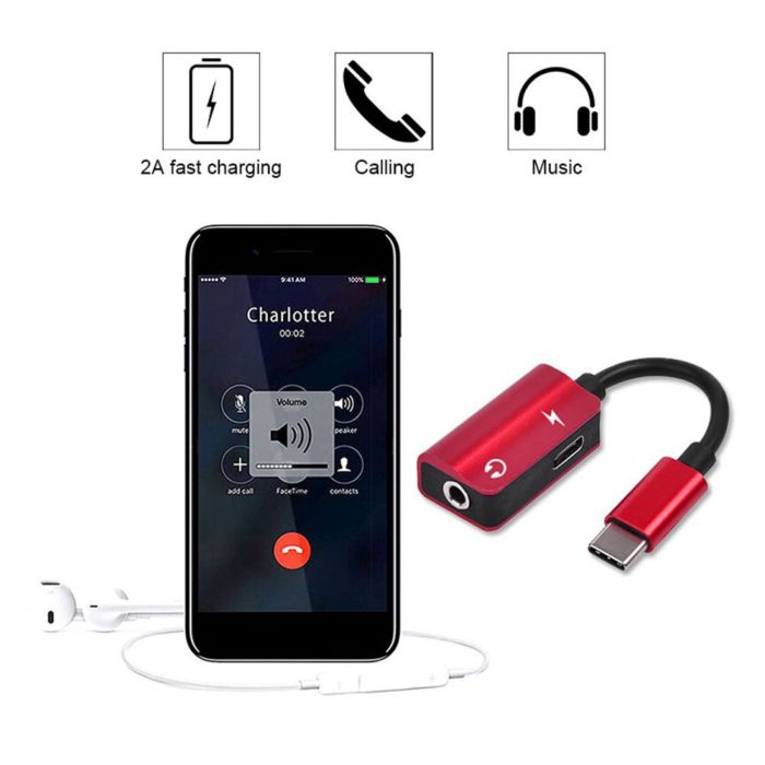 2 in1 Type-C to 3.5mm Qulaqcıq Jack Konverter/Charger