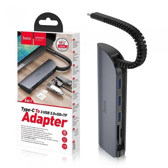 Hub - hub  5 in 1 Type-C kabel "Hoco HB17"
