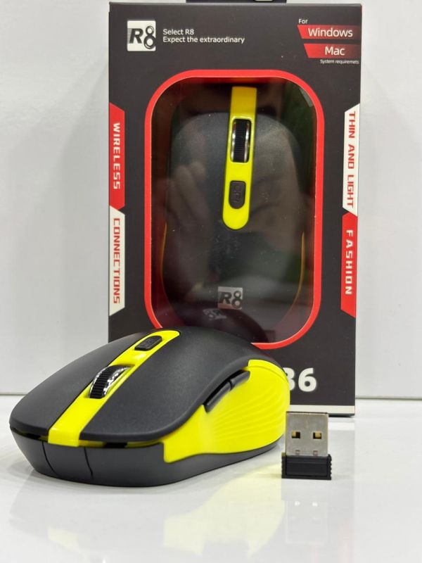 R8 1736 Wireless Mouse Black-Yellow