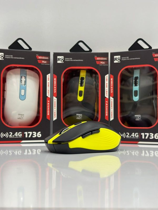 R8 1736 Wireless Mouse Black-Yellow