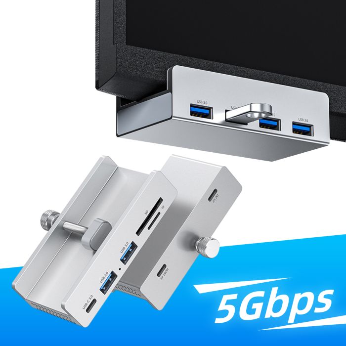 HUB "5 İn 1 Full 5 Gbps Port Usb 3.0 Monitor Mountable Card Reader"