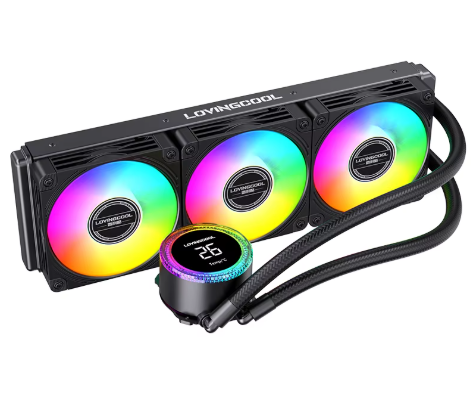 ARGB CPU kuler "LovingCool LC-B360-T2 360 with Temp. Display (Black)"